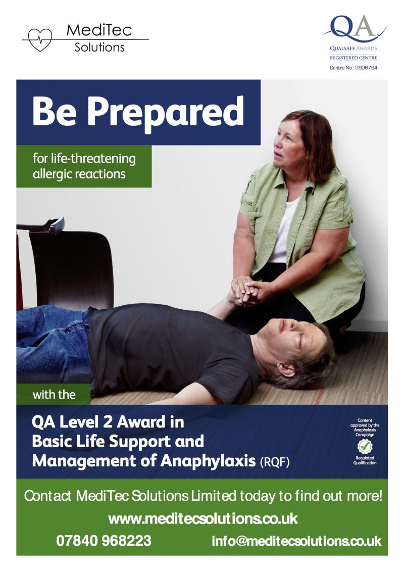 QA Level 2 Award in Basic Life Support and Management of Anaphylaxis Training